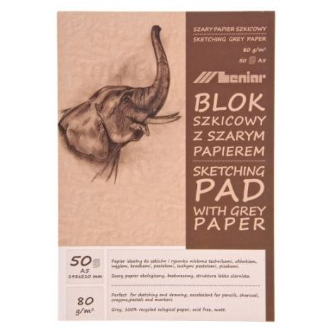 Blok szkicowy Leniar A5/50 Szary Len